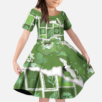 Hawaii Japanese Culture Sage Green Family Matching Summer Maxi Dress and Hawaiian Shirt Spring Cranes Aloha Pattern LT01 Daughter's Dress Sage - Polynesian Pride