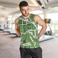 Hawaii Japanese Culture Sage Green Men Tank Top Spring Cranes Aloha Pattern