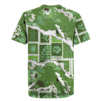 Hawaii Japanese Culture Sage Green Rugby Jersey Spring Cranes Aloha Pattern