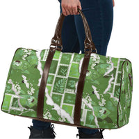 Hawaii Japanese Culture Sage Green Travel Bag Spring Cranes Aloha Pattern