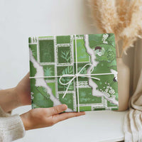 Hawaii Japanese Culture Sage Green Wrapping Paper Spring Cranes Aloha Pattern