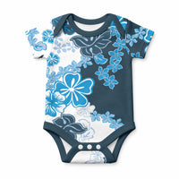 Blue Hibiscus Plumeria Floral Baby Onesie