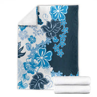 Blue Hibiscus Plumeria Floral Blanket - Polynesian Pride