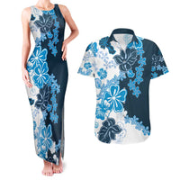Blue Hibiscus Plumeria Floral Couples Matching Tank Maxi Dress and Hawaiian Shirt LT01 Blue - Polynesian Pride