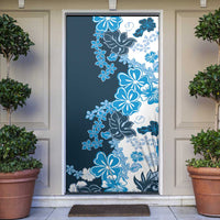 Blue Hibiscus Plumeria Floral Door Cover LT01 Blue - Polynesian Pride