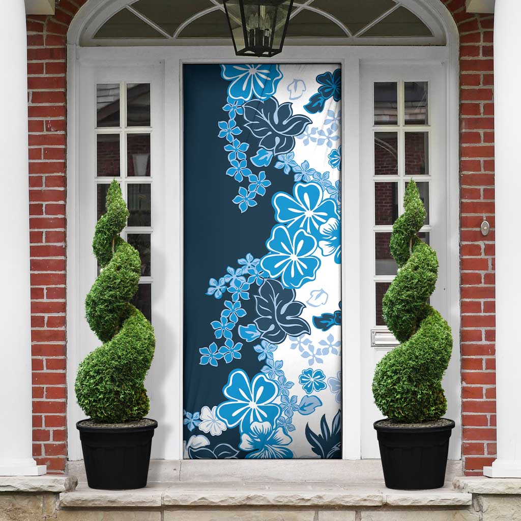 Blue Hibiscus Plumeria Floral Door Cover LT01 - Polynesian Pride