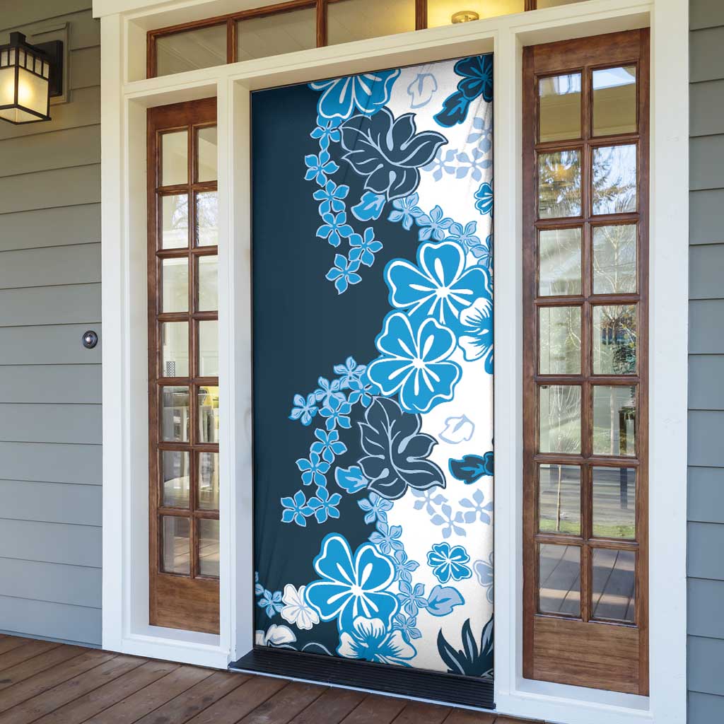 Blue Hibiscus Plumeria Floral Door Cover LT01 - Polynesian Pride