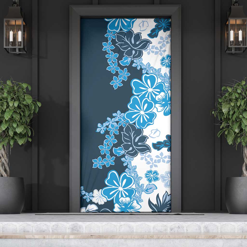 Blue Hibiscus Plumeria Floral Door Cover LT01 - Polynesian Pride