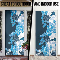Blue Hibiscus Plumeria Floral Door Cover LT01 - Polynesian Pride