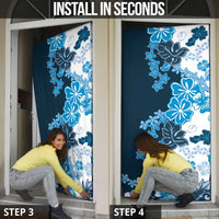 Blue Hibiscus Plumeria Floral Door Cover LT01 - Polynesian Pride