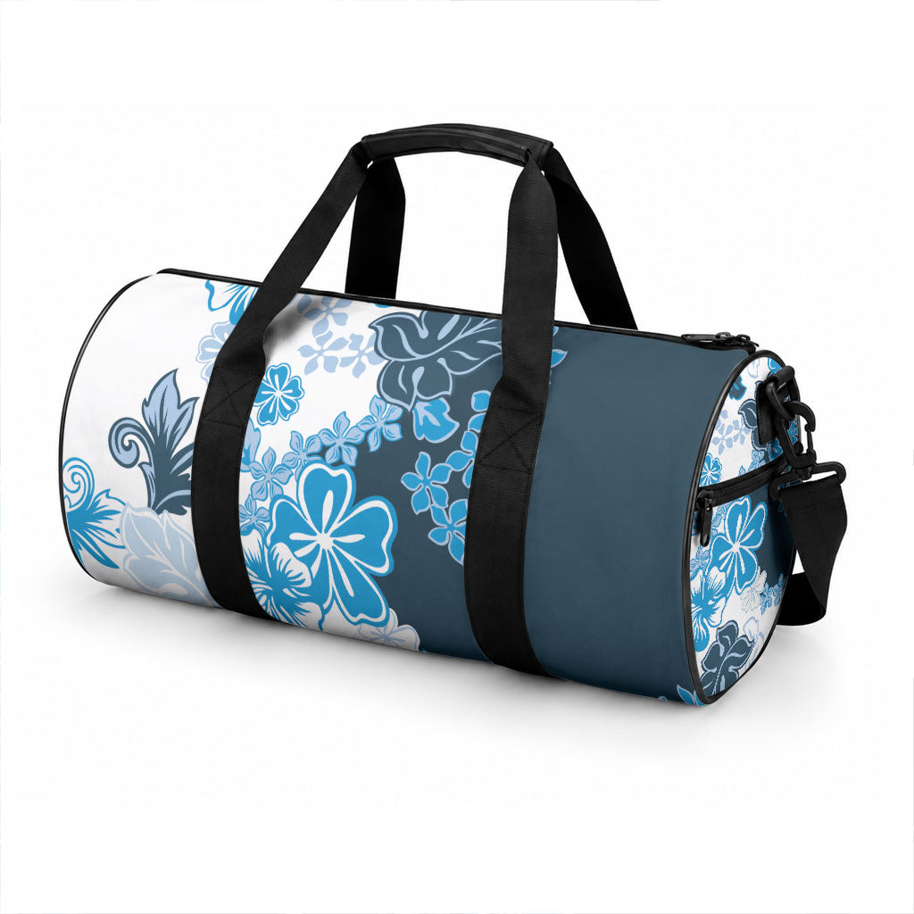 Blue Hibiscus Plumeria Floral Duffle Bag