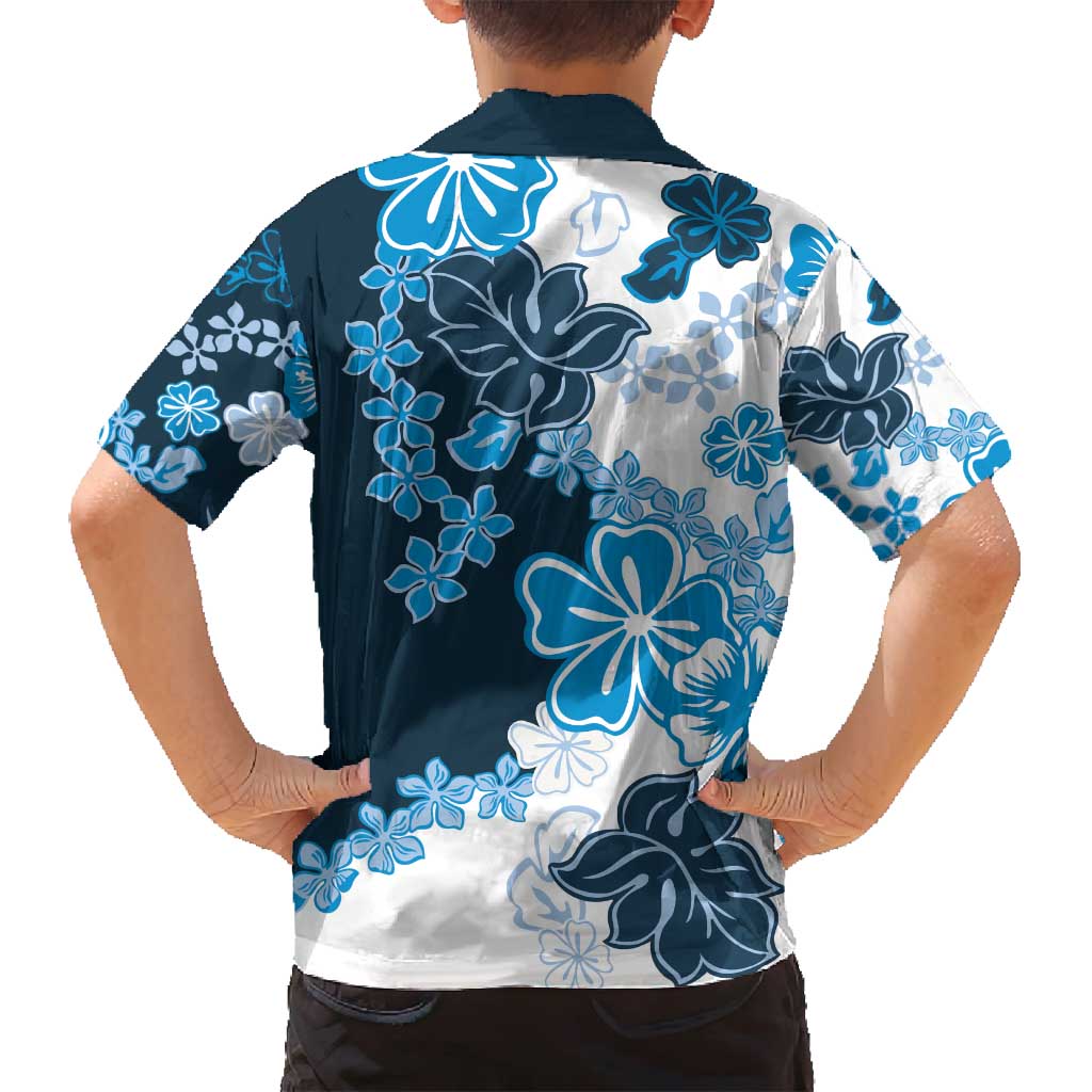 Blue Hibiscus Plumeria Floral Family Matching Off Shoulder Maxi Dress and Hawaiian Shirt LT01 - Polynesian Pride