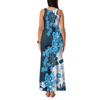 Blue Hibiscus Plumeria Floral Family Matching Tank Maxi Dress and Hawaiian Shirt LT01 - Polynesian Pride