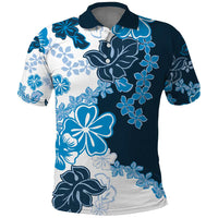 Blue Hibiscus Plumeria Floral Polo Shirt LT01 Blue - Polynesian Pride