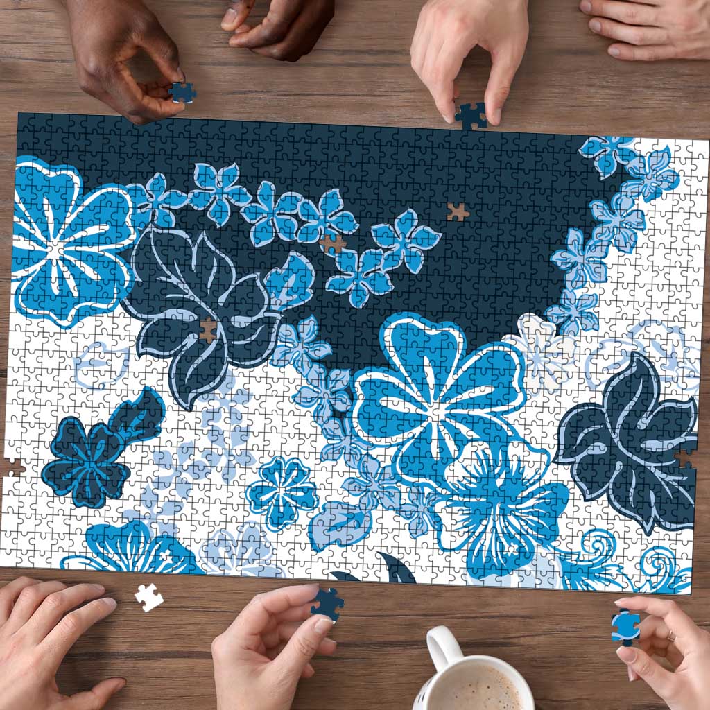 Blue Hibiscus Plumeria Floral Puzzle LT01