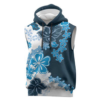 Blue Hibiscus Plumeria Floral Sleeveless Hoodie LT01 Blue - Polynesian Pride