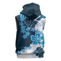 Blue Hibiscus Plumeria Floral Sleeveless Hoodie LT01 - Polynesian Pride