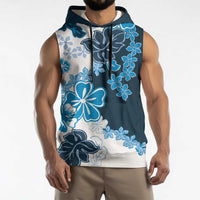 Blue Hibiscus Plumeria Floral Sleeveless Hoodie LT01 - Polynesian Pride