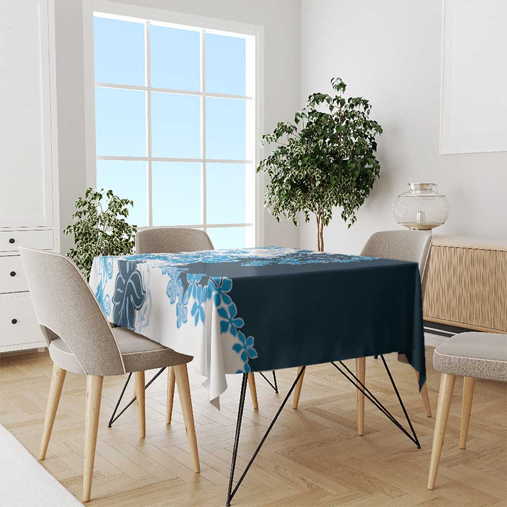 Blue Hibiscus Plumeria Floral Tablecloth - Polynesian Pride