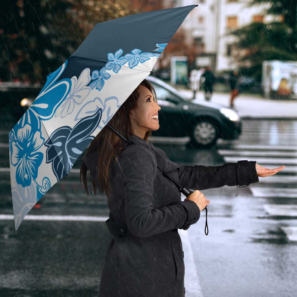 Blue Hibiscus Plumeria Floral Umbrella - Polynesian Pride