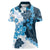 Blue Hibiscus Plumeria Floral Women Polo Shirt - Polynesian Pride