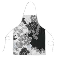 Gray Scale Hibiscus Plumeria Floral Apron - Polynesian Pride