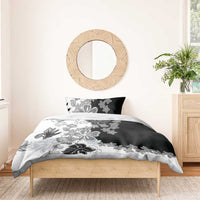 Gray Scale Hibiscus Plumeria Floral Bedding Set - Polynesian Pride