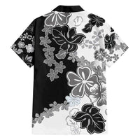 Gray Scale Hibiscus Plumeria Floral Family Matching Puletasi and Hawaiian Shirt LT01 - Polynesian Pride