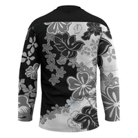 Gray Scale Hibiscus Plumeria Floral Hockey Jersey LT01 - Polynesian Pride