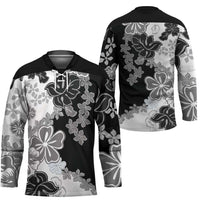 Gray Scale Hibiscus Plumeria Floral Hockey Jersey LT01 - Polynesian Pride
