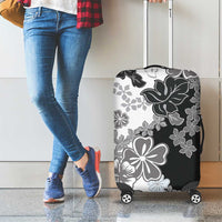 Gray Scale Hibiscus Plumeria Floral Luggage Cover LT01 - Polynesian Pride