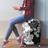 Gray Scale Hibiscus Plumeria Floral Luggage Cover LT01 - Polynesian Pride