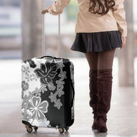 Gray Scale Hibiscus Plumeria Floral Luggage Cover LT01 - Polynesian Pride