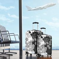 Gray Scale Hibiscus Plumeria Floral Luggage Cover LT01 - Polynesian Pride
