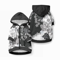Gray Scale Hibiscus Plumeria Floral Pet Hoodie