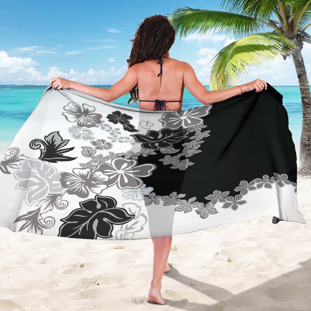 Gray Scale Hibiscus Plumeria Floral Sarong - Polynesian Pride