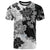 Gray Scale Hibiscus Plumeria Floral T Shirt - Polynesian Pride