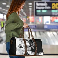 Gray Scale Hibiscus Plumeria Floral Travel Bag - Polynesian Pride