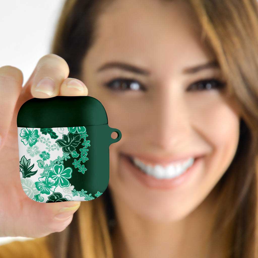 Green Hibiscus Plumeria Floral AirPods Case - Polynesian Pride