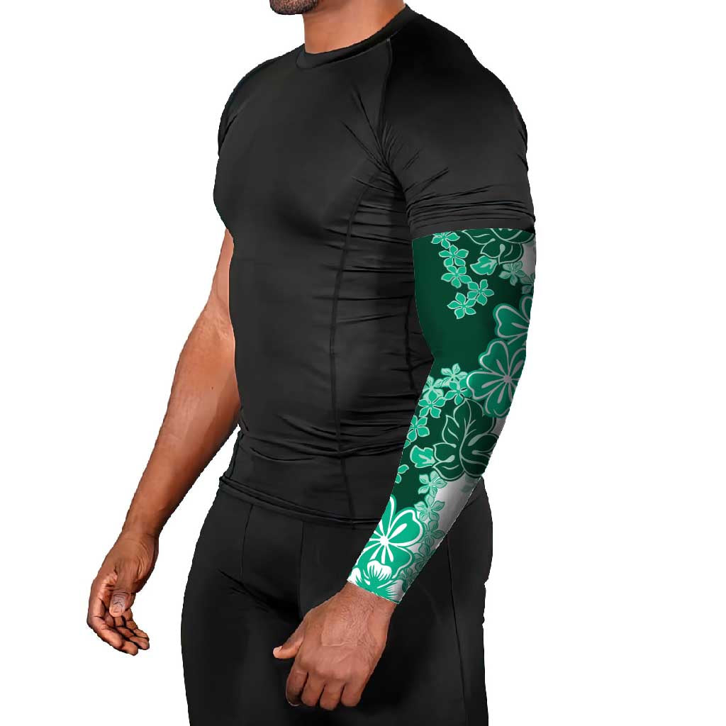 Green Hibiscus Plumeria Floral Arm Sleeves - Polynesian Pride