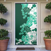 Green Hibiscus Plumeria Floral Door Cover LT01 Green - Polynesian Pride