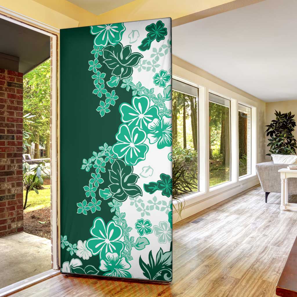 Green Hibiscus Plumeria Floral Door Cover LT01 - Polynesian Pride