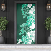 Green Hibiscus Plumeria Floral Door Cover LT01 - Polynesian Pride
