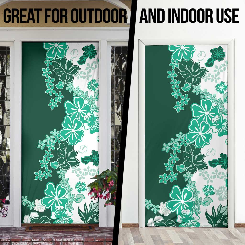 Green Hibiscus Plumeria Floral Door Cover LT01 - Polynesian Pride