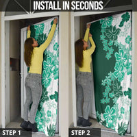 Green Hibiscus Plumeria Floral Door Cover LT01 - Polynesian Pride
