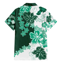 Green Hibiscus Plumeria Floral Family Matching Mermaid Dress and Hawaiian Shirt LT01 - Polynesian Pride