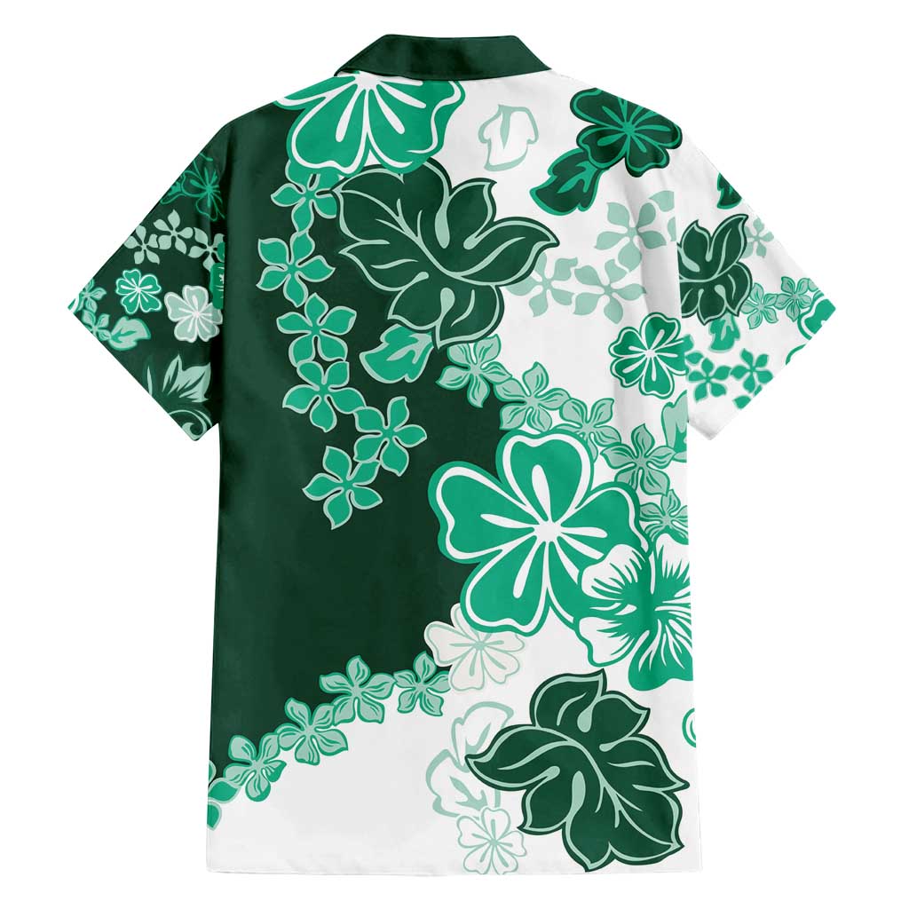 Green Hibiscus Plumeria Floral Family Matching Puletasi and Hawaiian Shirt LT01 - Polynesian Pride