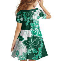 Green Hibiscus Plumeria Floral Kid Short Sleeve Dress LT01 - Polynesian Pride