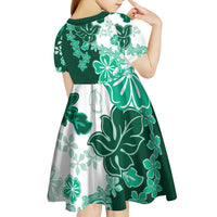 Green Hibiscus Plumeria Floral Kid Short Sleeve Dress LT01 - Polynesian Pride