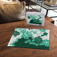 Green Hibiscus Plumeria Floral Puzzle LT01